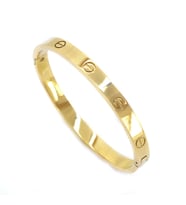 FerizZ Altın Kaplama Cartier Spor Kelepçe Kalın 5.5 mm  BLZ-321 (Gold)