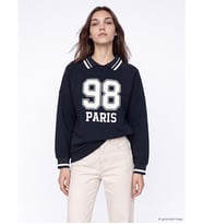 LCW Modest Lacivert Polo Yaka Oversize Kadın Sweatshirt Tunik