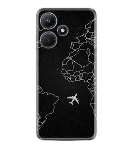 Infınix Hot 30i Kılıf Resimli Desenli Silikon Platinium Series Black Plane 1868