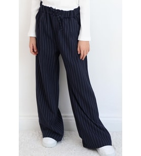 Breeze Kız Çocuk Pantolon Pinstripe Çizgili Çift Bel Detaylı 8-14 Yaş, Lacivert