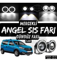 Dacia Dokker 2012-2022 Uyumlu Mercekli Angel Sis Farı Metal 76 mm Beyaz Halkalı Gündüz Farı 2 Adet