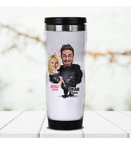Kişiye Özel Goril ve Sevgilisi Karikatürlü Termos Bardak