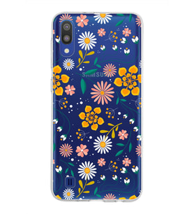 Samsung Galaxy M10 Kapak Çiçek Tasarımlı Şeffaf Silikon Kılıf