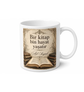 Antik Kitap Temalı Baskılı Kupa Bardak Kitap Kurdu Hediye Mug