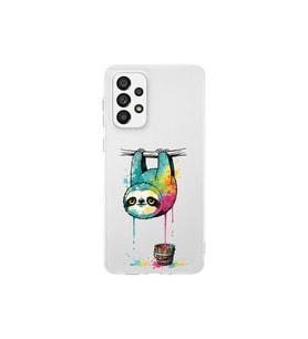 Samsung Galaxy A73 ile Uyumlu Splash Tembel Hayvan Tasarımlı Şeffaf Silikon Kılıf