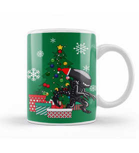 Alien Xenomorph Around The Christmas Tree Kupa Bardak Porselen