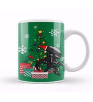 Alien Xenomorph Around The Christmas Tree Kupa Bardak Porselen