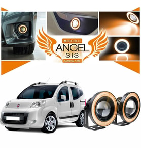 Fiat Fiorino Uyumlu, Universal Mercekli Led Angel Sis Farı, 76mm Turuncu Renk