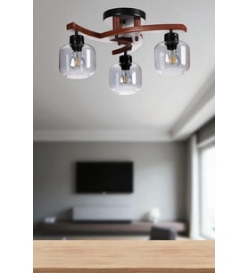 WESTON 3 LÜ CEVİZ FÜME CAMLI PLOFONYER AVİZE