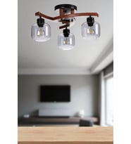 WESTON 3 LÜ CEVİZ FÜME CAMLI PLOFONYER AVİZE