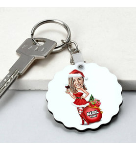 Kişiye Özel Süper Noel Kız Karikatürlü Papatya Anahtarlık
