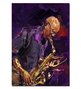 Ahşap Tablo Yağlı Boya Resmi Saksafon Sanatçısı Görseli (50x70 Cm Boyut)