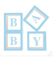 Baby Yazılı Şeffaf Balon Kutusu, 30cm x 4 Adetli Set - Mavi