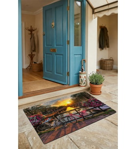 Valerine Life Kapı Önü Paspası 45x70cm Kaymaz Taban Dekoratif iç Dış Mekan Sevda Köprüsü Gün Batımı