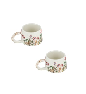 Kupa Bardak Seramik Lale Desenli 2'li Set 200 Ml