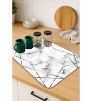 Beyaz Prizma Microfiber Bulaşık Kurutma Kurulama Matı MM011