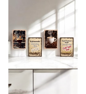 4 Parça (20x29) Dekoratif A4 Mdf Tablo, Cafe Tabloları , Kahve Köşesi Tabloları , Duvar Tabloları , Çerçeve Görünümlü Dekoratif Hediyelik