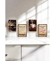 4 Parça (20x29) Dekoratif A4 Mdf Tablo, Cafe Tabloları , Kahve Köşesi Tabloları , Duvar Tabloları , Çerçeve Görünümlü Dekoratif Hediyelik