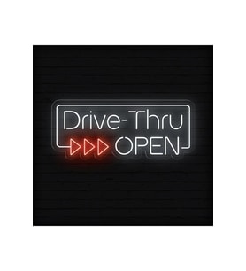 Drive-Thru OPEN Yazılı Neon Tabela