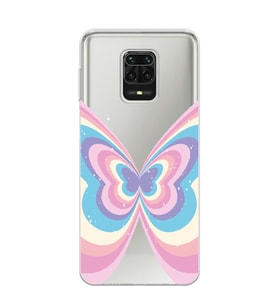 Redmi Note 9 Pro / 9s Uyumlu Renkli Kelebek Tasarımlı Şeffaf Telefon Kılıfı
