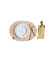 Vos Versa Amerikan Servis Tekli Supla Lux Sunum Tabak Altlığ - Oval Bej VVHM0037
