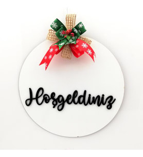 Lora Davet Ahşap Kapı süsü Hoşgeldidniz (1 Adet) Beyaz - 54256