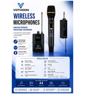 Wireless Mikrofon Sistemi Uhf Kablosuz El Mikrofonu Profesyonel Ses Performansı 50 Mt Menzil
