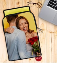 BK Gift Kişiye Özel Sevgililer Fotoğraflı Taşınabilir Koruyucu Tablet Kılıfı & Organizer Çanta - Siyah-1