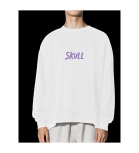 Unisex Beyaz Skull – Kapşonsuz Oversize Sweatshirt