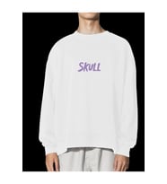Unisex Beyaz Skull – Kapşonsuz Oversize Sweatshirt