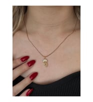 Çelik Medusa Zirkon Taşlı Kolye Gold – Paslanmaz Çelik Şık Kolye (Altın)