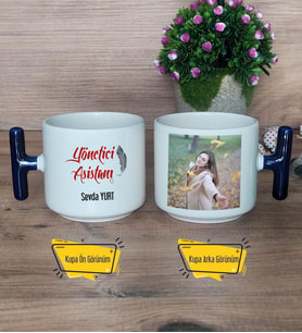 Yönetici Asistanı Kupa Bardak Fotoğraflı T Lacivert Kulplu Kişiye Özel Hediye