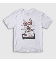 Presmono Unisex Çocuk Beyaz Beware Husky Dog Köpek T-Shirt 411762tt