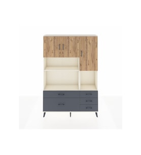 Arges Dolap 8 Raflı 5 Çekmeceli 3 Kapaklı 132x30x195 Aytaşı-Çam/Antrasit