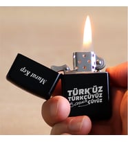 Kişiye Özel İsimli Benzinli Siyah Zippo Çakmak - Atatürk Türk Baskılı