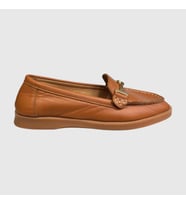 MYFİT SHOES 605 KADIN HAKİKİ DERİ TOKALI LOAFER AYAKKABI TABA