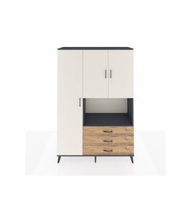 Hyperion Dolap 6 Raflı 3 Çekmeceli 3 Kapaklı 132x44x195 Antrasit-Aytaşı/Çam