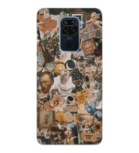 Xiaomi Redmi Note 9 Uyumlu Aesthetic Sanatsal Kolaj Desenli Şeffaf Telefon Kılıfı