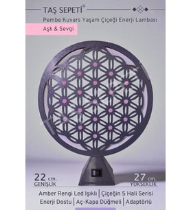Pembe Kuvars Yaşam Çiçeği Spiritüel Işık Meditasyon Lambası (Krem)
