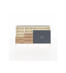 Arges Konsol 7 Raflı 4 Çekmeceli 2 Kapaklı 176x30x99 Aytaşı-Antrasit/Çam