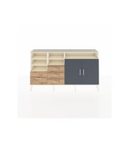 Arges Konsol 7 Raflı 4 Çekmeceli 2 Kapaklı 176x30x99 Aytaşı-Antrasit/Çam