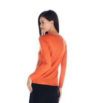 Kadın Orange Kristal Taş Baskılı Luxury Triko Tişört (Turuncu)