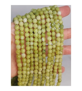 Bileklik Boy Peridot (ZEBERCET) Taşı Açık Renk Yeşil-beyaz Faset Kesim Yarım Dizi 6mm (UZUNLUK 18CM)