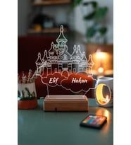 Kişiye Özel 3D Dekoratif Led  İsimli Kale Lamba