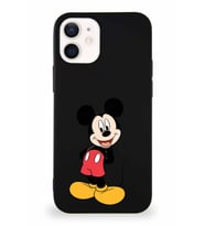 Apple iPhone 12 Mini Soft Premier Kapak Mickey Mouse-B Tasarımlı Silikon Kılıf - Siyah (Şeffaf)