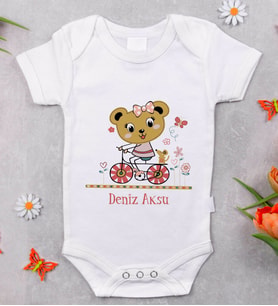 BK Kids İsimli Sevimli Ayı Tasarımlı Bebek Body Zıbın - Model 2