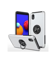 Newface Samsung Galaxy A01 Core Kılıf Elit Yüzüklü Kapak - Gümüş