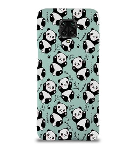Xiaomi Redmi Note 9 Pro Uyumlu Lansman Kılıf Panda Tasarımlı İçi Kadife Kapak-Turkuaz (Şeffaf)