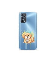 Oppo A16 ile Uyumlu Splash Köpek Tasarımlı Şeffaf Silikon Kılıf