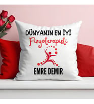 Dünyanın En İyi Fizyoterapisti Baskılı Elyaf Dolgulu Saten Hediye Yastık